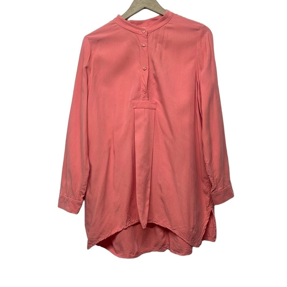 Soft‎ Surroundings Pink 1/4 Button Long Sleeve Shirt Size Large Petite